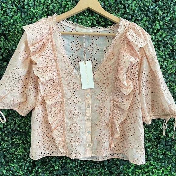 NWT LoveShackFancy Kim Top in Pink Parfait L - Picture 5 of 12